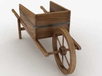 Wooden Wheelbarrow 3D model