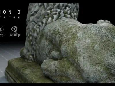 Lion Statue D PBR 4K Low-poly 3D model