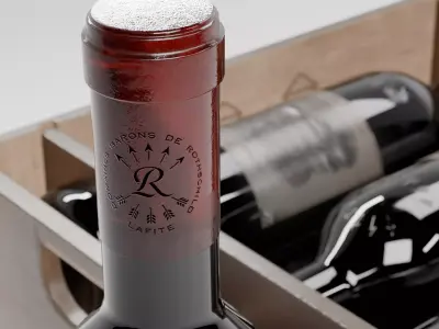 Premium Wine Crate Set with Bottles  Photorealistic Wooden Box  3D model
