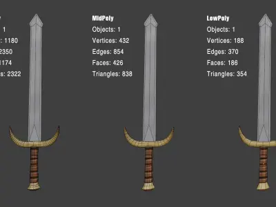 Fantasy GoldenSword 3D model