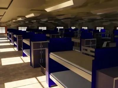 Military Dormitory Low-poly 3D model