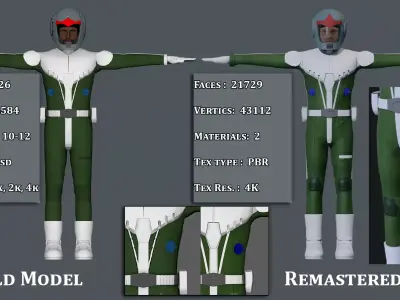 Zeon gundam pilot Low-poly 3D model