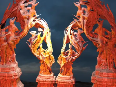 Dantes Inferno Great Dance pillars Kit bash Low-poly 3D model