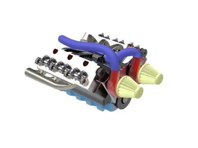 v6 Engine Low-poly 3D model