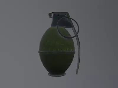 Green M26 Hand Grenade 3D Model FBX LowPoly Low-poly 3D model