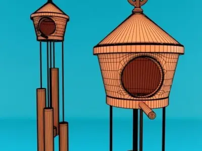Wind Chime Bird House 3D model