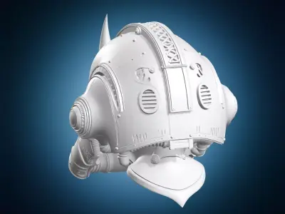 Ornate Horned Sci Fi Knight Helmet 3D print model