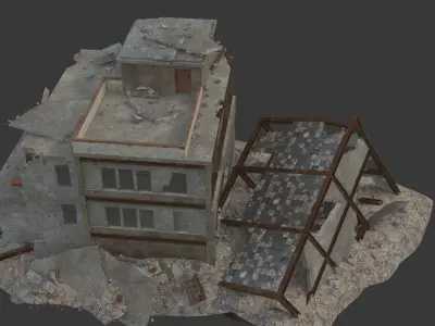 destroyed city Low-poly 3D model
