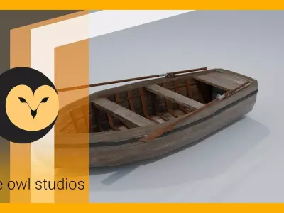 GameReady Old Boat Low-poly 3D model