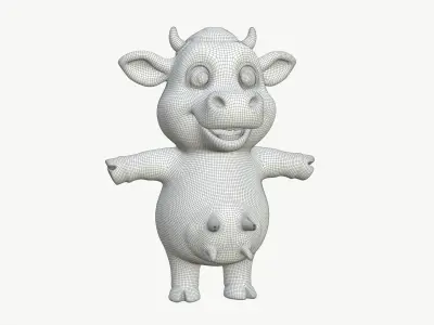 Cute Cartoon Simmental Cow - Stylized 3D Model