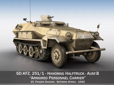 SD KFZ 251 1 Ausf B - Hanomag Halftruck DAK 3D model