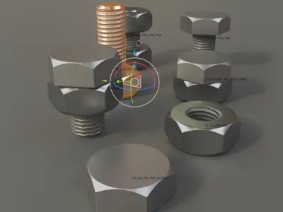 Low-Poly Screw and Nuts - Remastered Low-poly 3D model