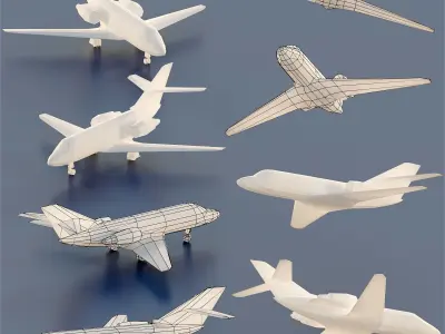 Paper Aircrafts Low-poly 3D model