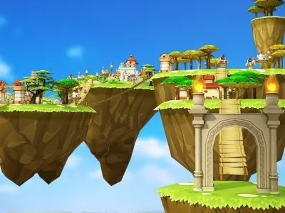 Floating Islands Low-poly 3D model