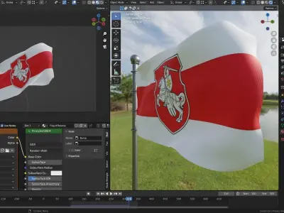 Animated Belarus Pagonya Flags 3D model