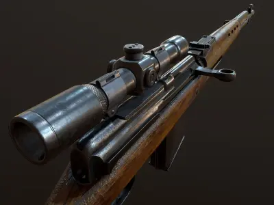 Tokarev SVT sniper rifle Low-poly 3D model Low-poly 3D model