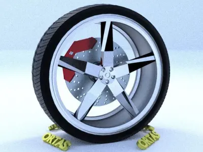 ORTAS CAR RIM 19 GAME READY RIM TIRE AND DISC 3D model