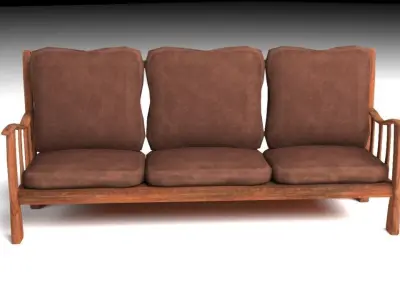 Couch leather sofa Free low-poly 3D model
