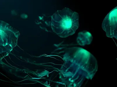 Animated Bioluminescent Jellyfish set up in Octane AND Redshift 3D model