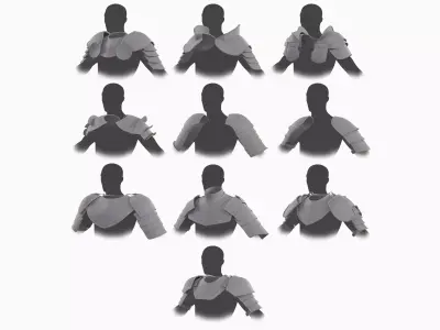 Crusader Shoulder Pads Pack Low-poly 3D model