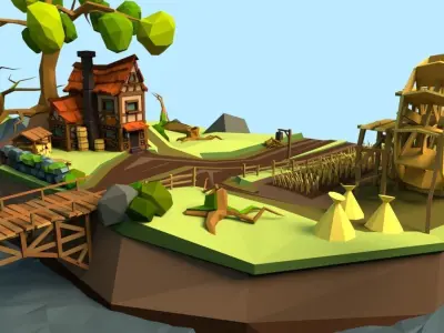 Medieval Village Low-poly 3D model