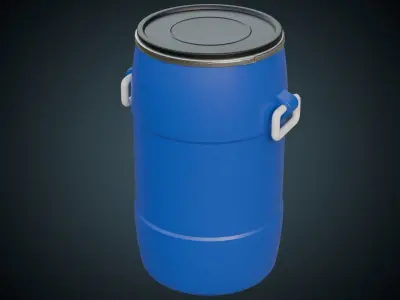 Plastic Barrel 1A Low-poly 3D model