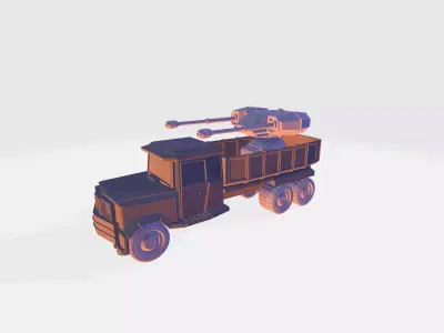 Dump war truck Low-poly 3D model