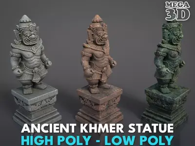 Ancient Khmer Statue21-250523 Low-poly 3D model
