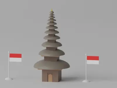 Temple Pura Ulun Danu Beratan Indonesia 3D model