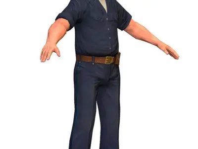 LowPoly Man Boss Slave Driver Chief Low-poly 3D model