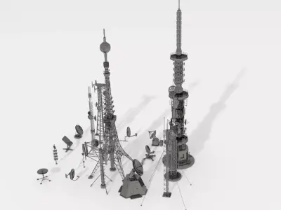 antennas 20 pieces Low-poly 3D model