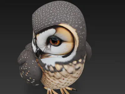 Owl Wild Realistic 3D Model - Low Poly Realistic Low-poly 3D model