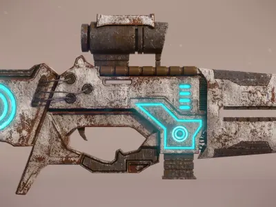 Railgun futuristic weapon Low-poly 3D model