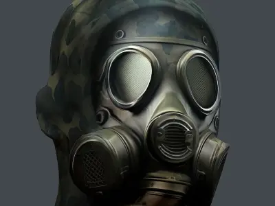 Gas mask helmet 3d model military combat Low-poly 3D model