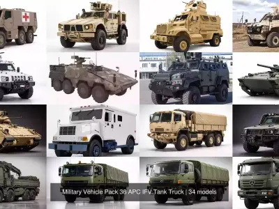 Military Vehicle Pack 36 APC IFV Tank Truck
