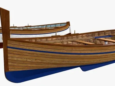 Fishing Rowing Boat - Spanish Low-poly 3D model