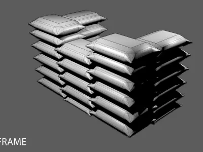 Sandbag Bunker - Square Hesco 3D model