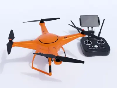 Drone with remote control Low-poly 3D model