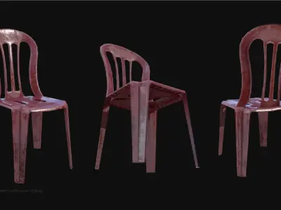 Old Plastic Chair  Low-poly 3D model