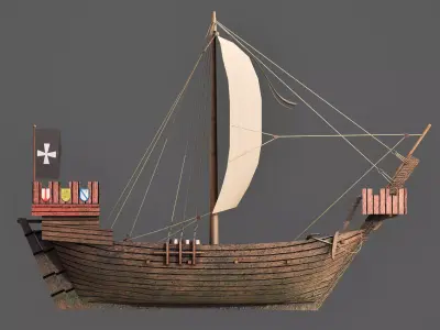 Cog Ship Riga Low-poly 3D model