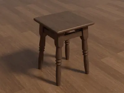 small wooden chair Free low-poly 3D model