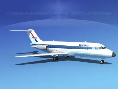 Douglas DC-9-15 United 1 3D model
