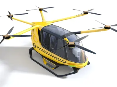 Yellow Taxi Drone with Interior 3D model