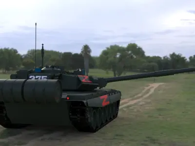 Wagner PMC T90A Main Battle Tank with Iconic Red Z Marking Low-poly 3D model