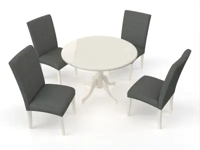 Dining Set Linen White Free 3D model