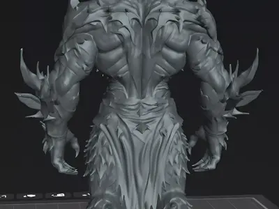 Demon lord of Skulls Horned Demon Warrior 3D print model