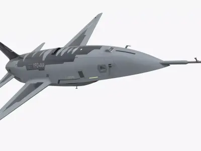YFQ-44A Armed Fighter Aircraft with Missiles Gunmetal Grey 3D model
