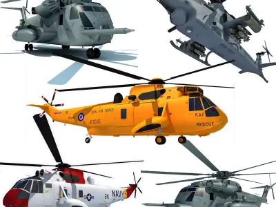 3D Military Helicopter Model set of 5 3D model