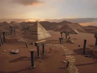 Low Poly Ruined Desert environment Low-poly 3D model