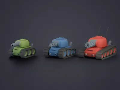 Modular Stylized Tank Low-poly 3D model